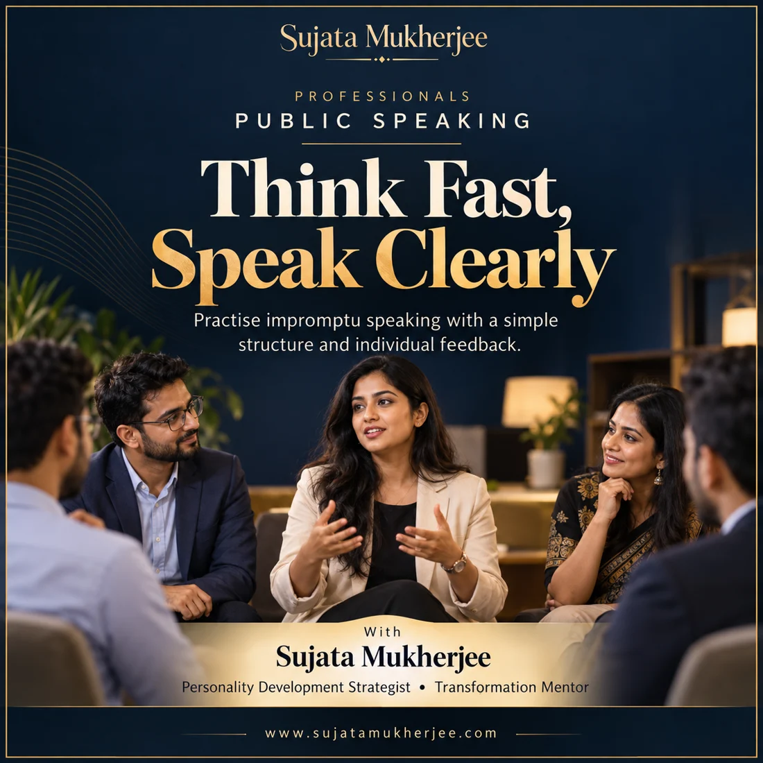 Think Fast, Speak Clearly event creative