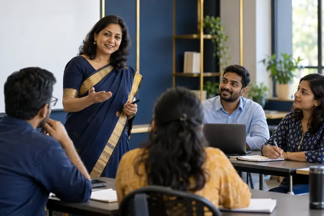 Teacher guiding learners in a classroom